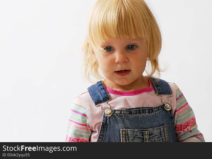 Baby's portrait on a white background