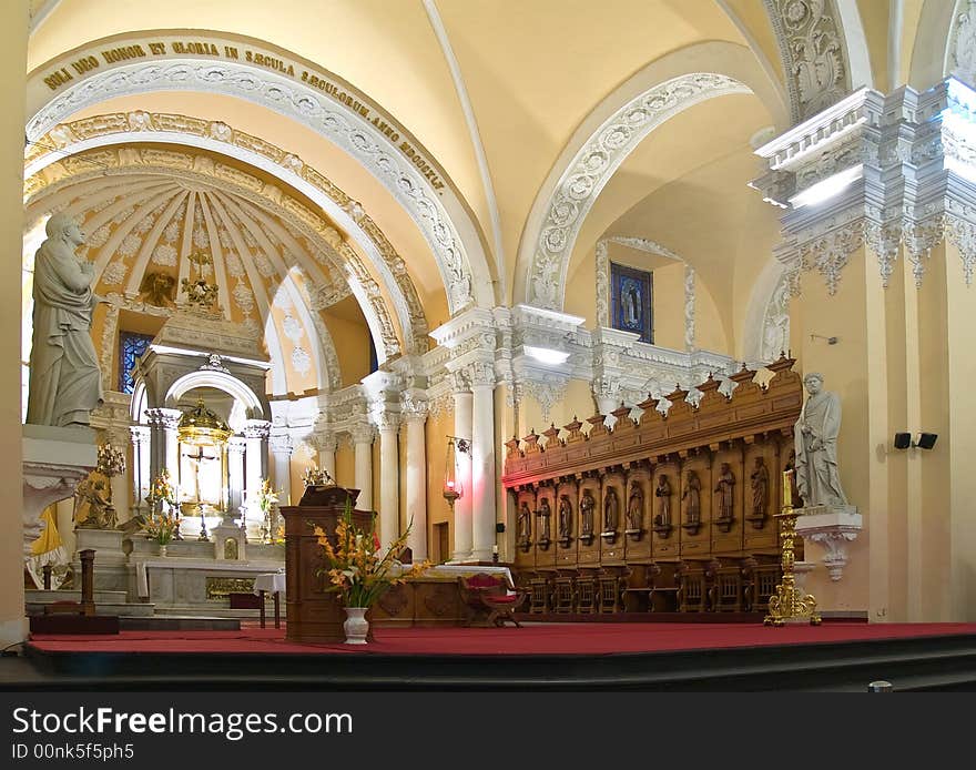 Cathedral interior in Arequipa, Peru