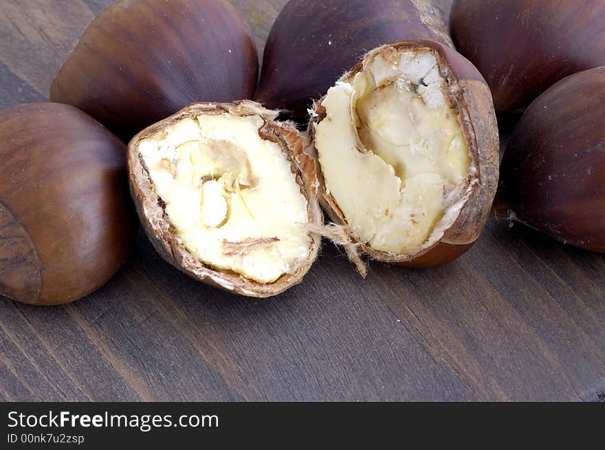 Chestnuts cut