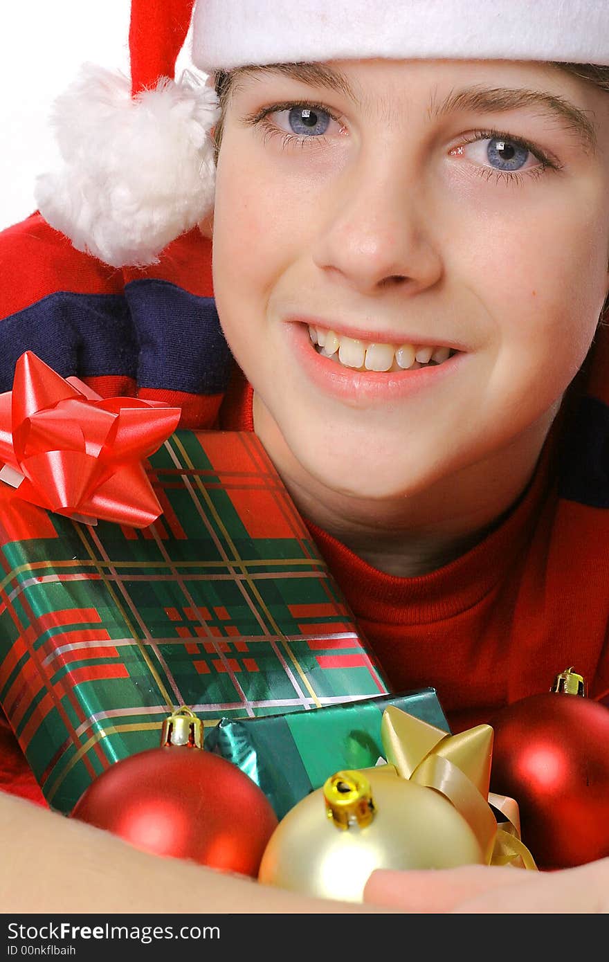 Young Boy Merry Christmas Upclose