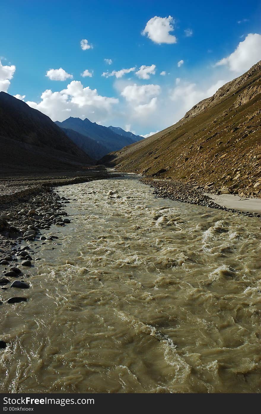 Himalayan river along Padum Trek, Ladakh, India.