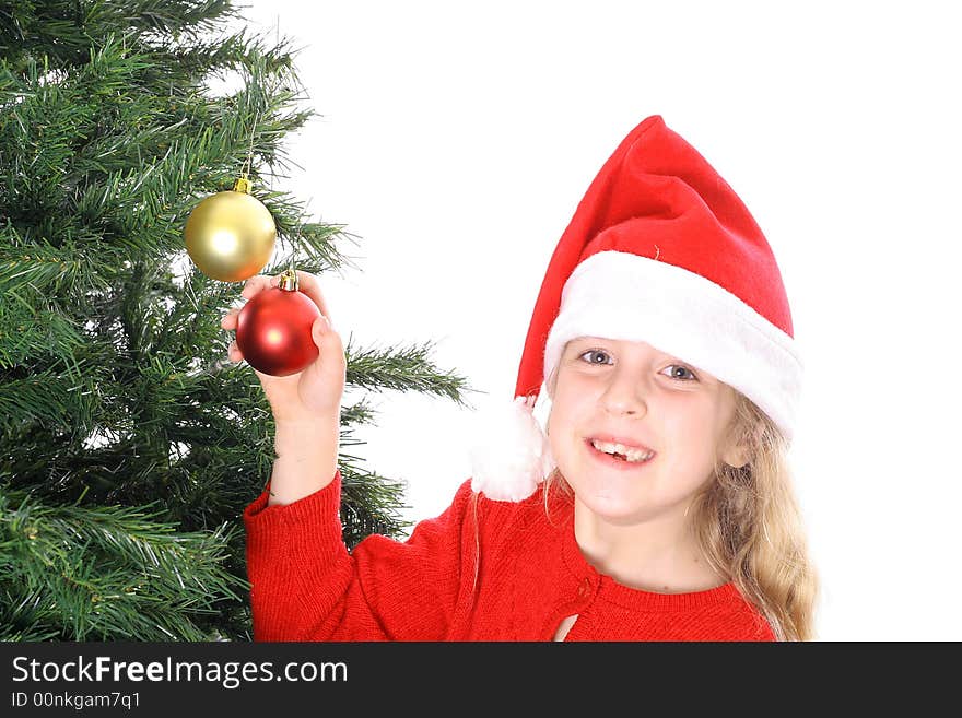 Santa child hanging ornaments