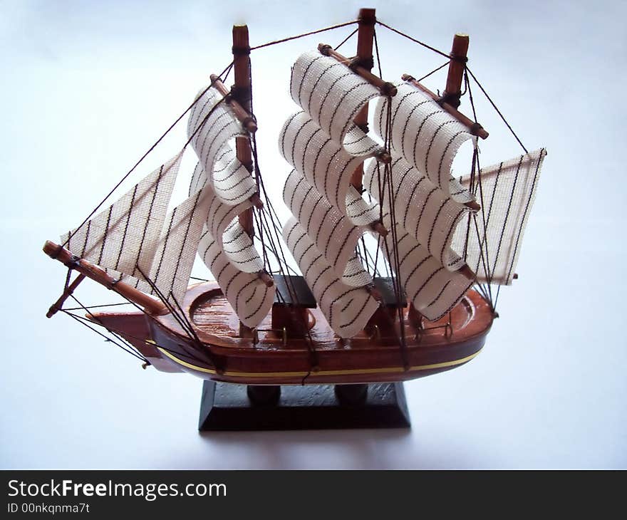 Old ship on white background