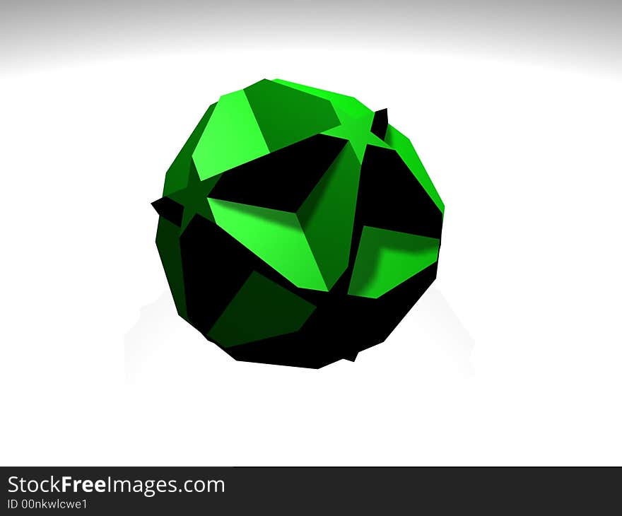 Green ball with star die. Illustration made on computer. Green ball with star die. Illustration made on computer.