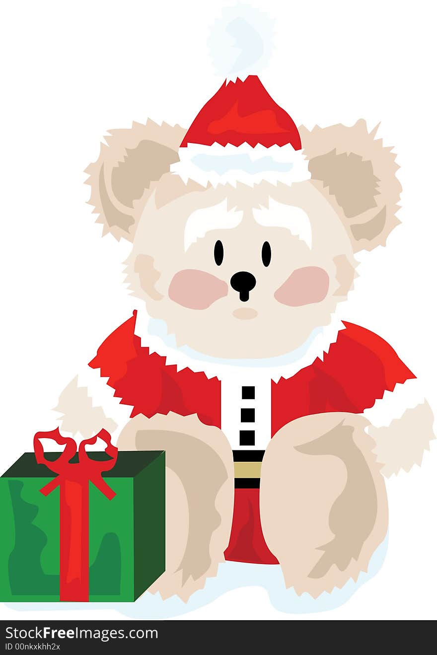 A Cute Christmas Bear Sitting.