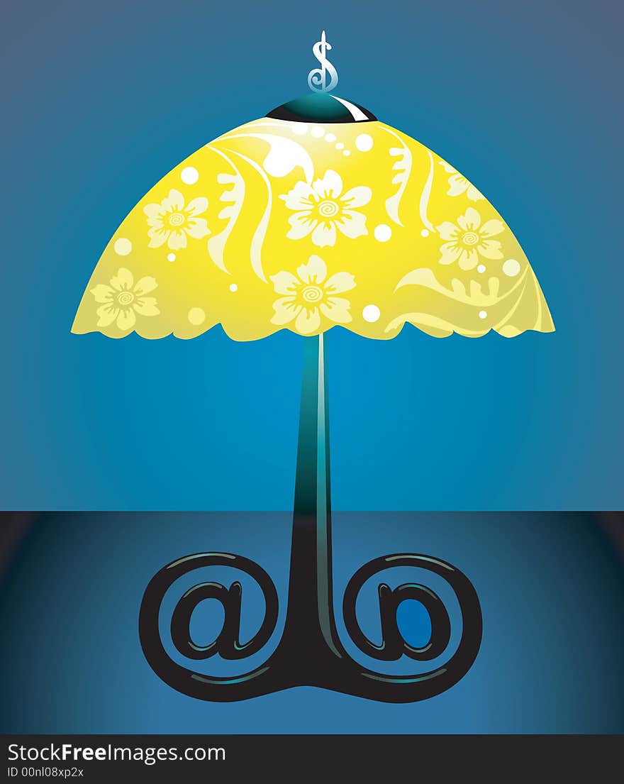 Silhouette of
a dollar mounted umbrella on internet symbol stand. Silhouette of
a dollar mounted umbrella on internet symbol stand