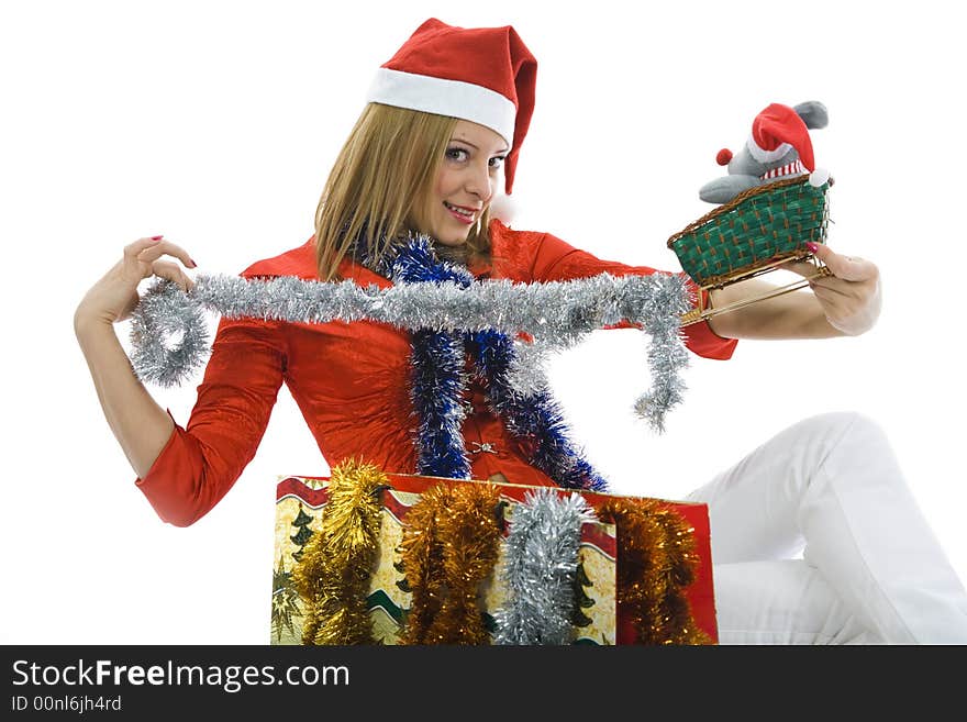 Beautiful woman with christmas decoration