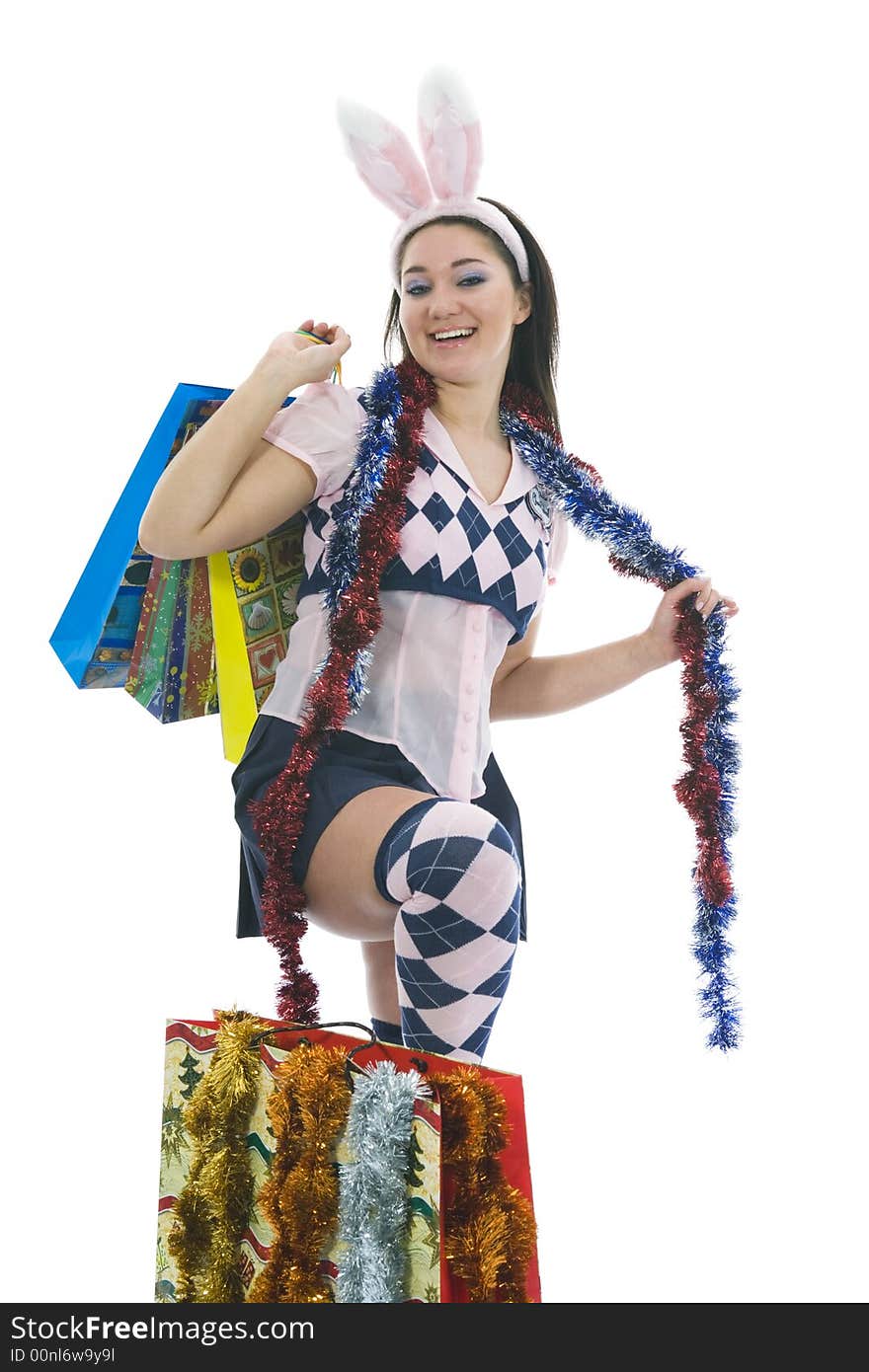 Beautiful Woman With Christmas Decoration