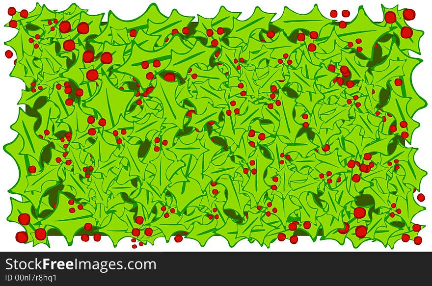 Holly Leaves and Berries Background