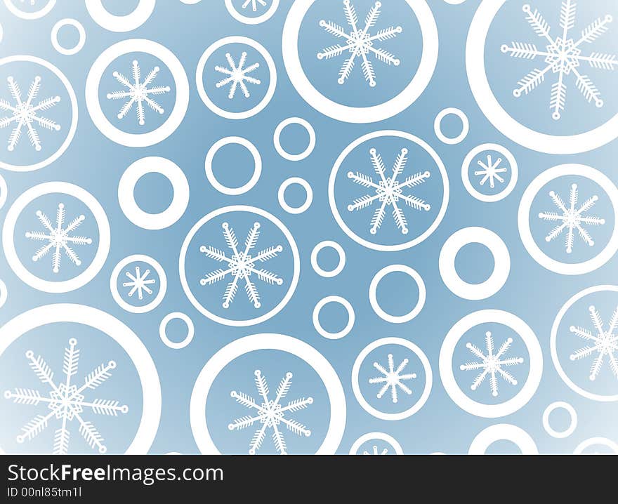 A background illustration featuring a variety of snowflakes in white circles set against blue background. A background illustration featuring a variety of snowflakes in white circles set against blue background