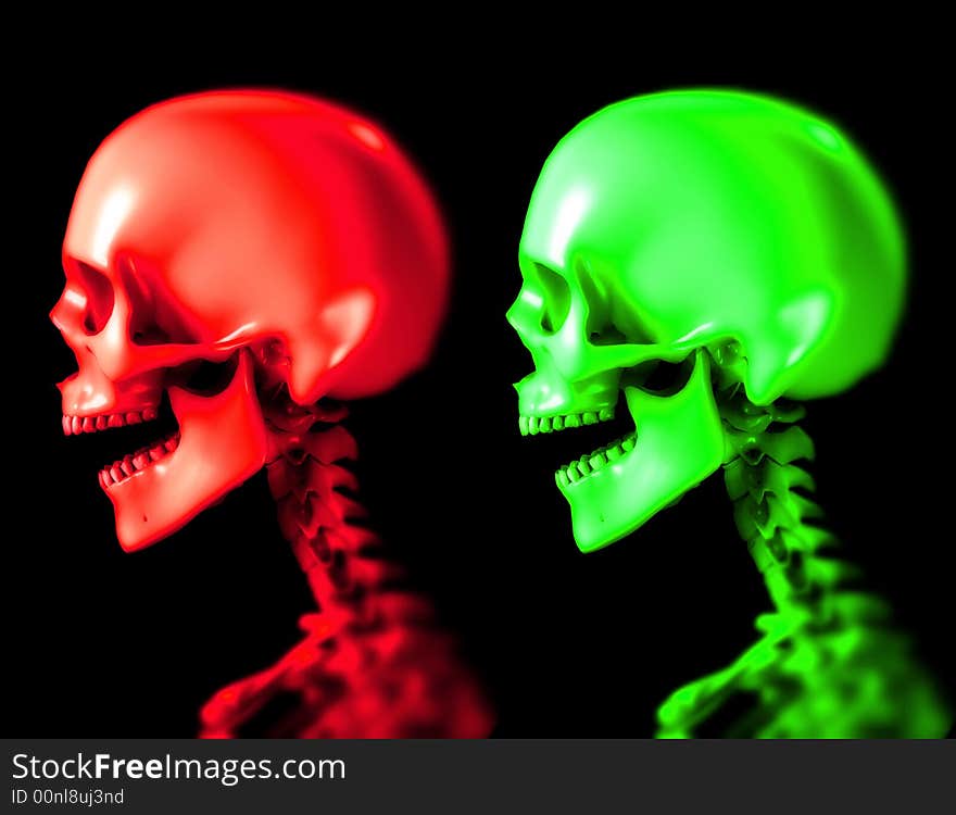 An x ray image of two people in which you can see the skull. A suitable medical or Halloween based image. An x ray image of two people in which you can see the skull. A suitable medical or Halloween based image.