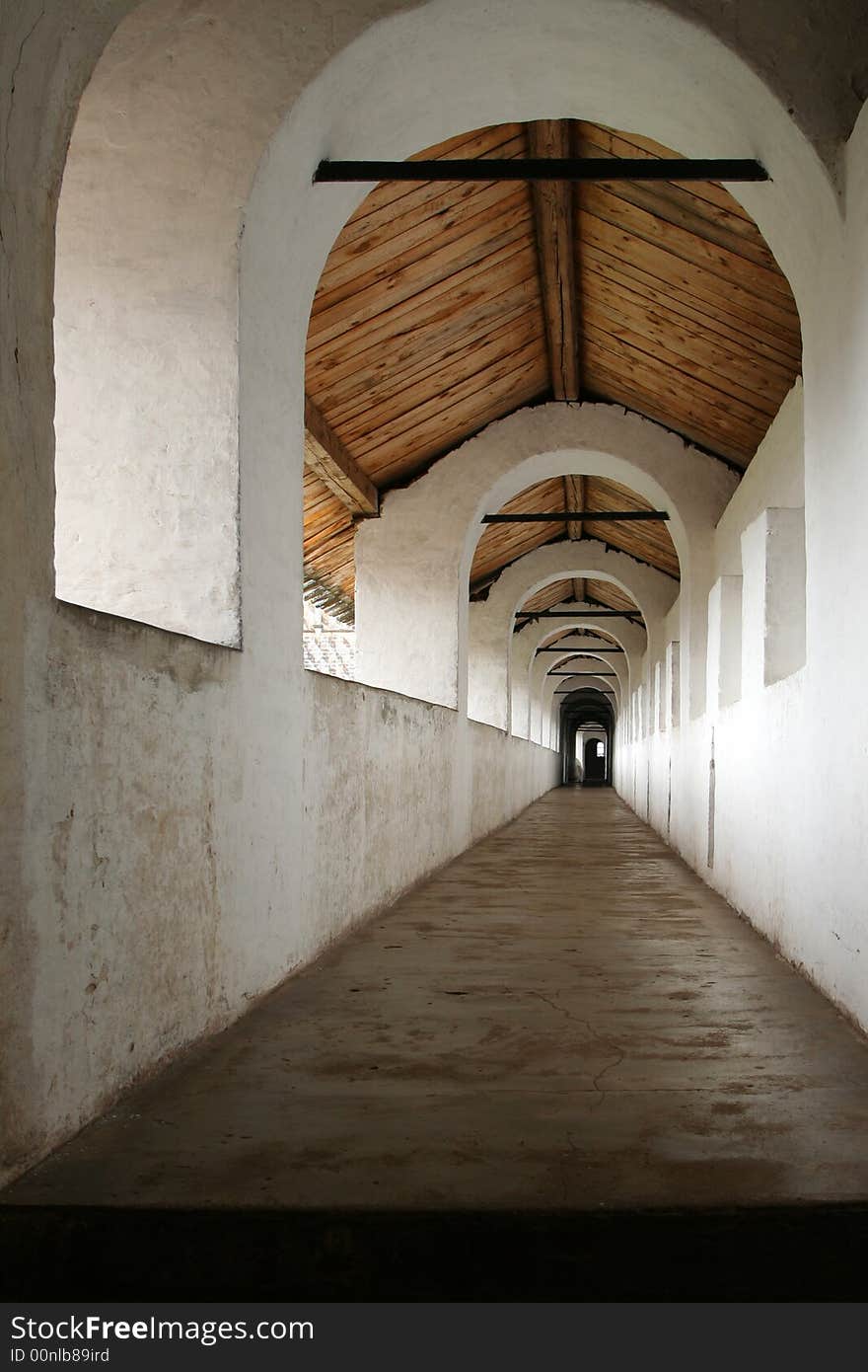 Antique Hallway Interior in Rostov monastery. Antique Hallway Interior in Rostov monastery