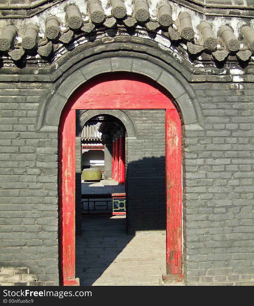 Gates and wall of a temple. Gates and wall of a temple