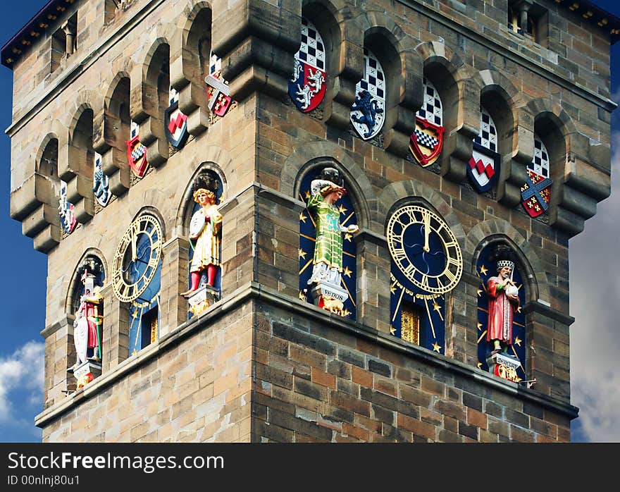 Tower With Clock And People