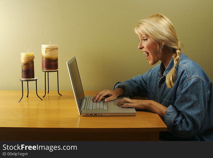 Woman Using Laptop Series