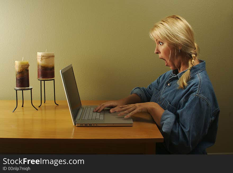 Woman Using Laptop Series