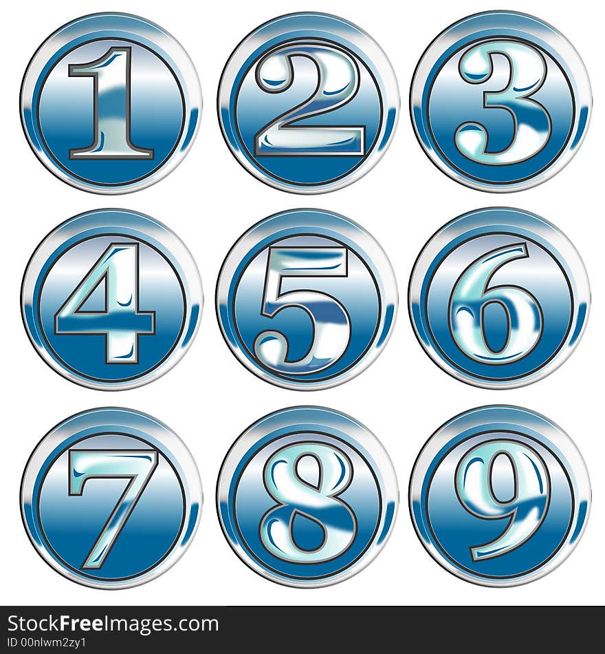 Vector art of a Chrome button number icon