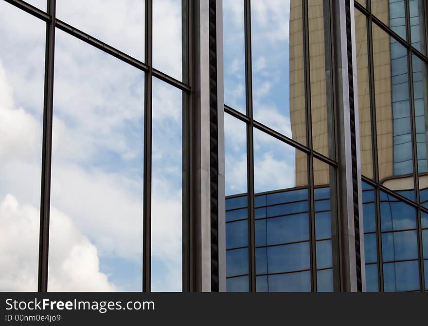 Reflection from windows in modern building.