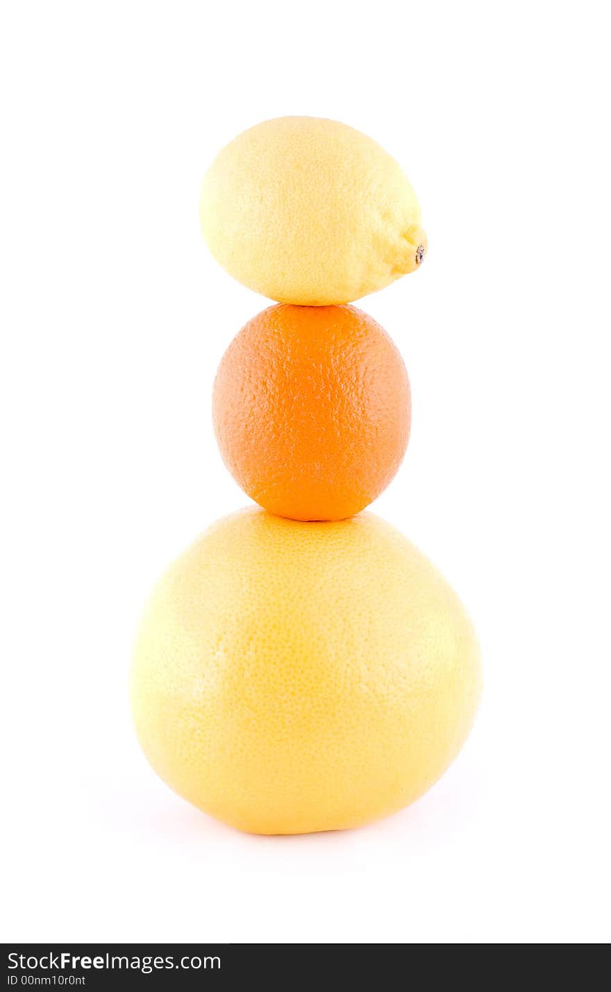 Lemon, orange, grapefriut isolated on white. Lemon, orange, grapefriut isolated on white