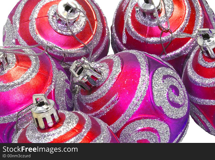 Christmas ornaments on the white background - close up. Christmas ornaments on the white background - close up