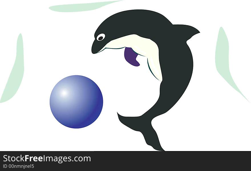 Illustration of dolphin playing with ball. Illustration of dolphin playing with ball.