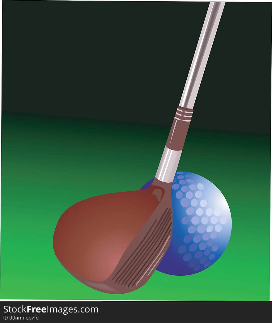 Illustration of golf stick and ball. Illustration of golf stick and ball