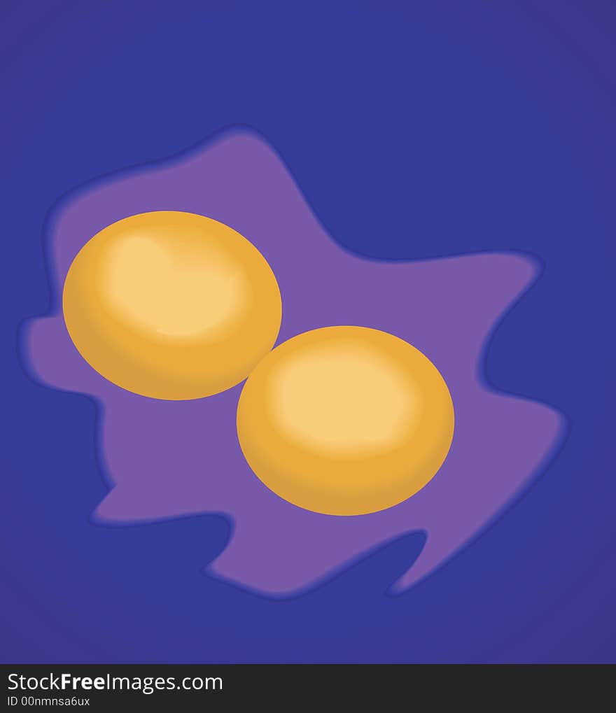 Two eggs on blue background. Two eggs on blue background