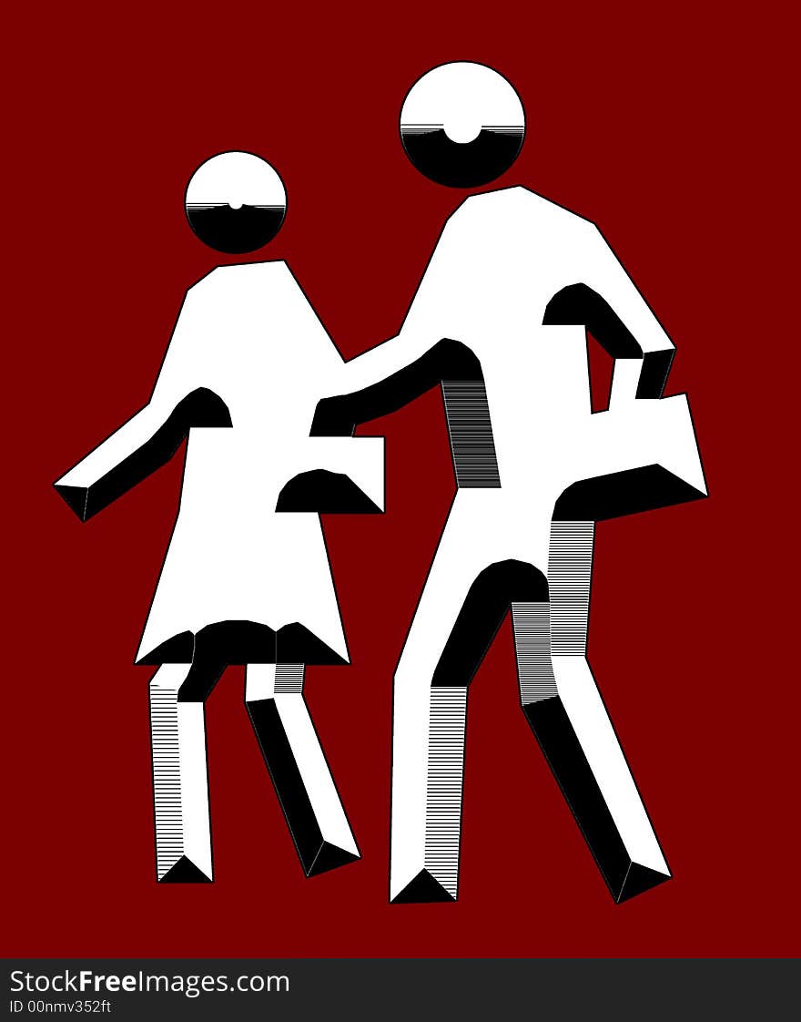 Couples going for shopping logo with dark red background