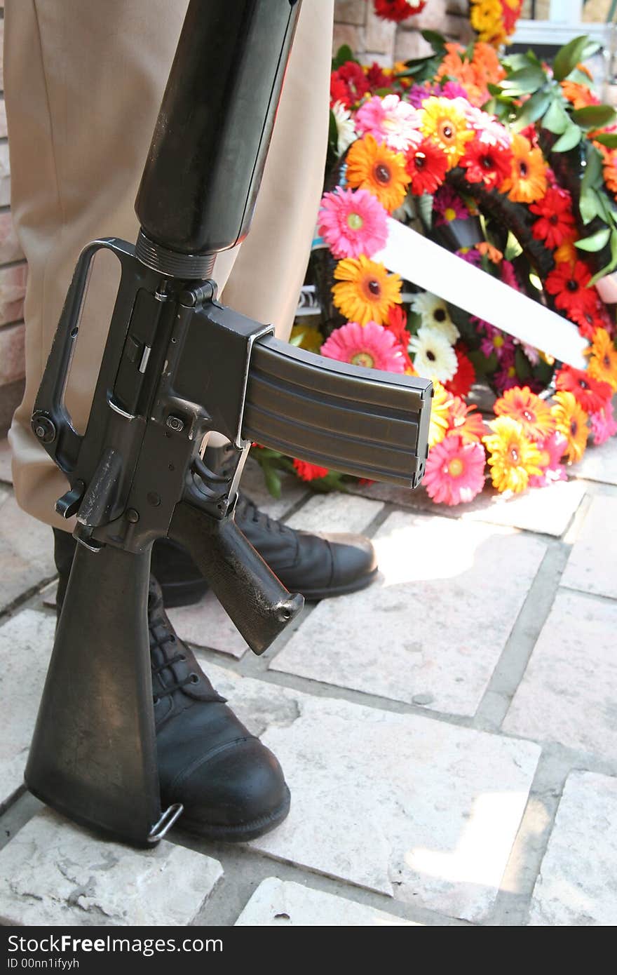 The Guard of honour at a tomb of victims the soldier. The Guard of honour at a tomb of victims the soldier