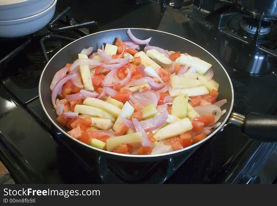 A healthy dish is in preperation for a meal. A healthy dish is in preperation for a meal