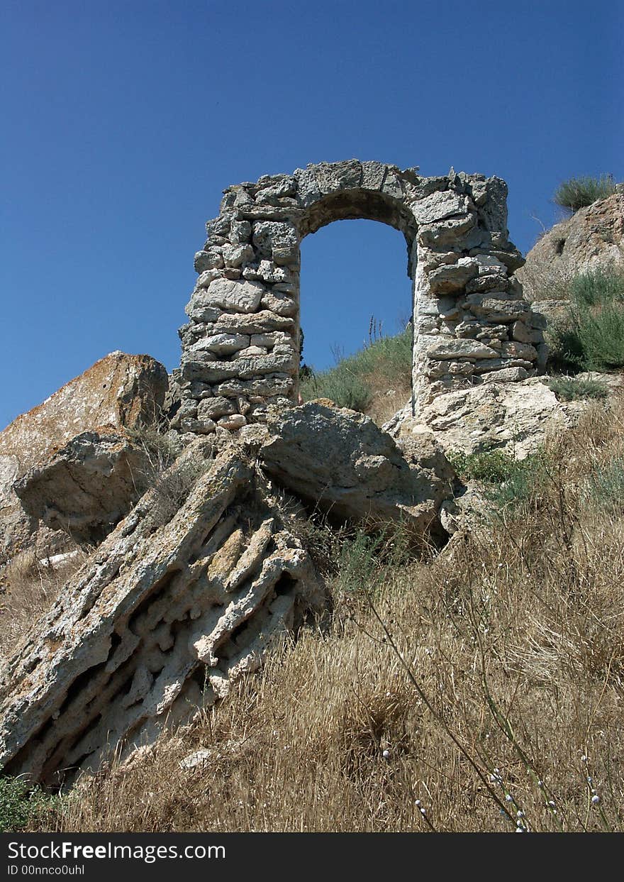 Ruins of an ancient stone arch