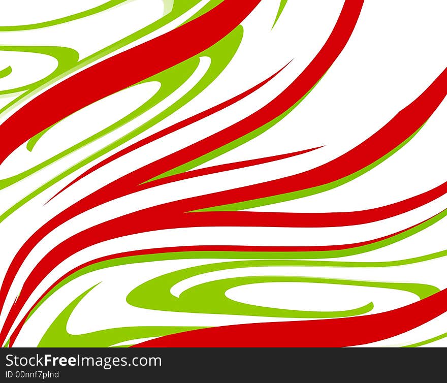 A background illustration featuring a wave of psychedelic Christmas colored stripes in red, green and white. A background illustration featuring a wave of psychedelic Christmas colored stripes in red, green and white.