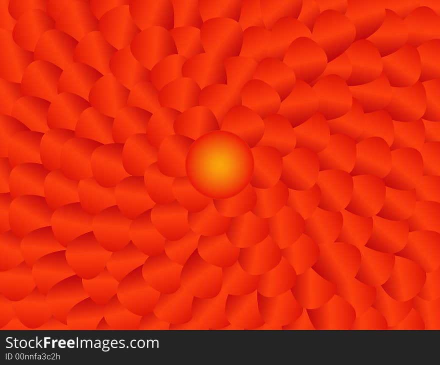 Red infinity flower with orange center. Red infinity flower with orange center