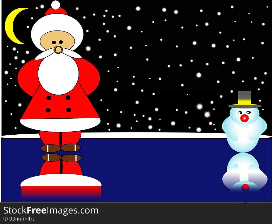 Santa claus and the snowman