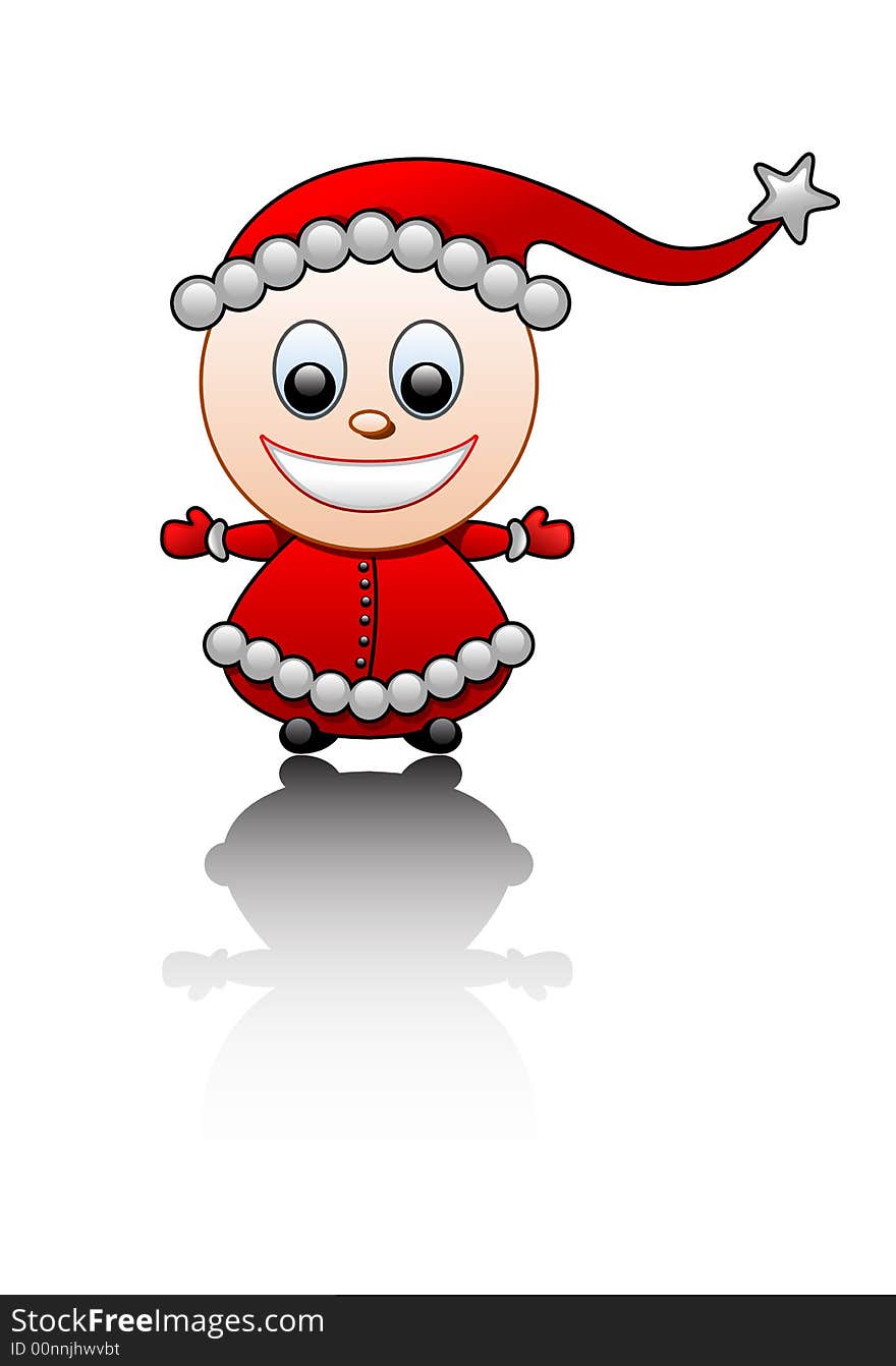 Cute little Santa's helper. Vector Illustration