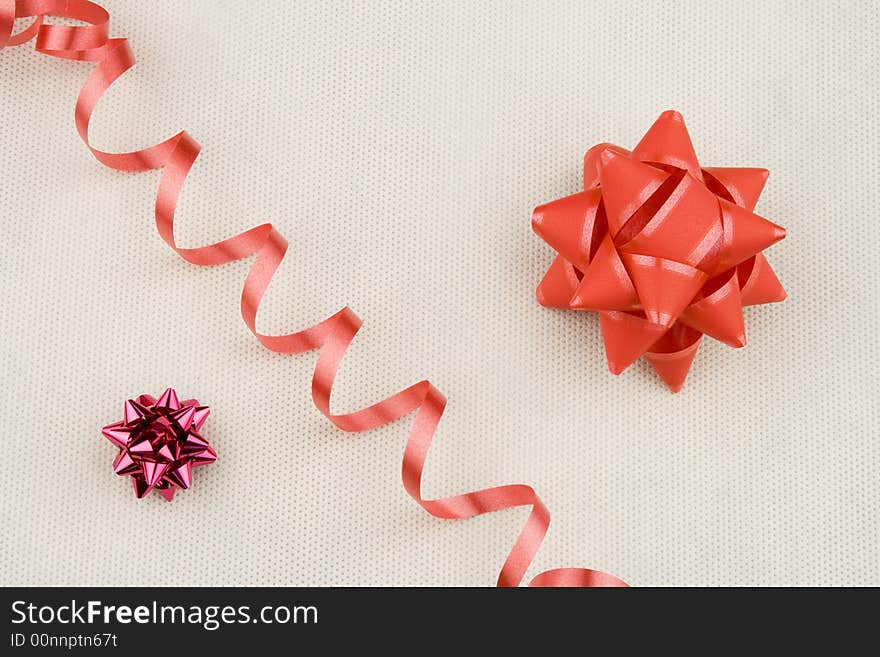 Bow and ribbon on white background