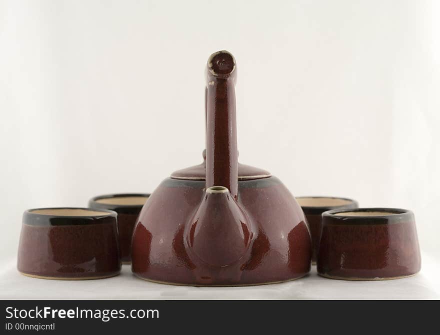 Japanese teaset on white background. Japanese teaset on white background