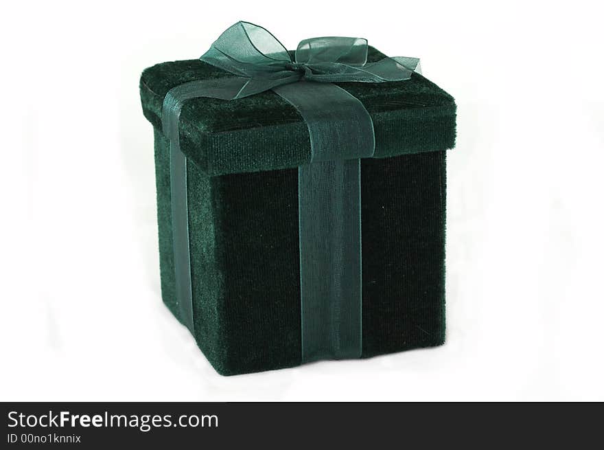 A single holiday box on white background. A single holiday box on white background