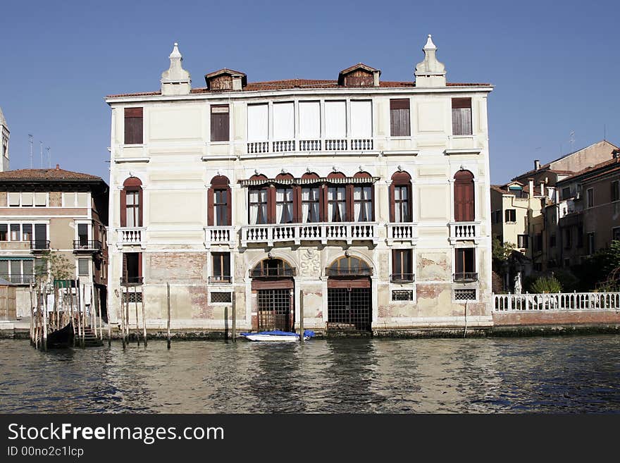 Venice, Italy - Typical Old Building Water Front Facade And Canal. Venice, Italy - Typical Old Building Water Front Facade And Canal