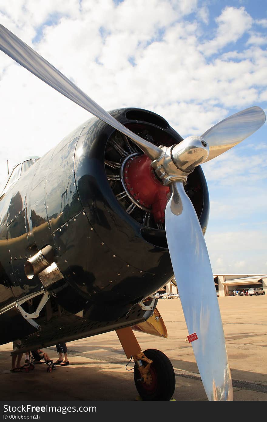 Propeller of retro military airplane. Propeller of retro military airplane