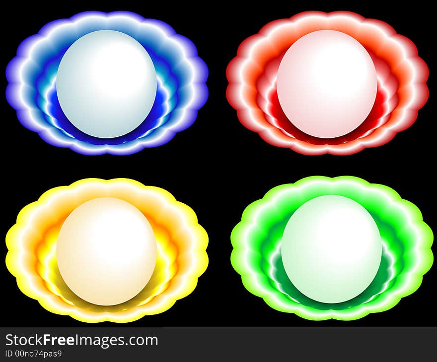 Pearls - jewelry in multi-coloured bowls in a vector