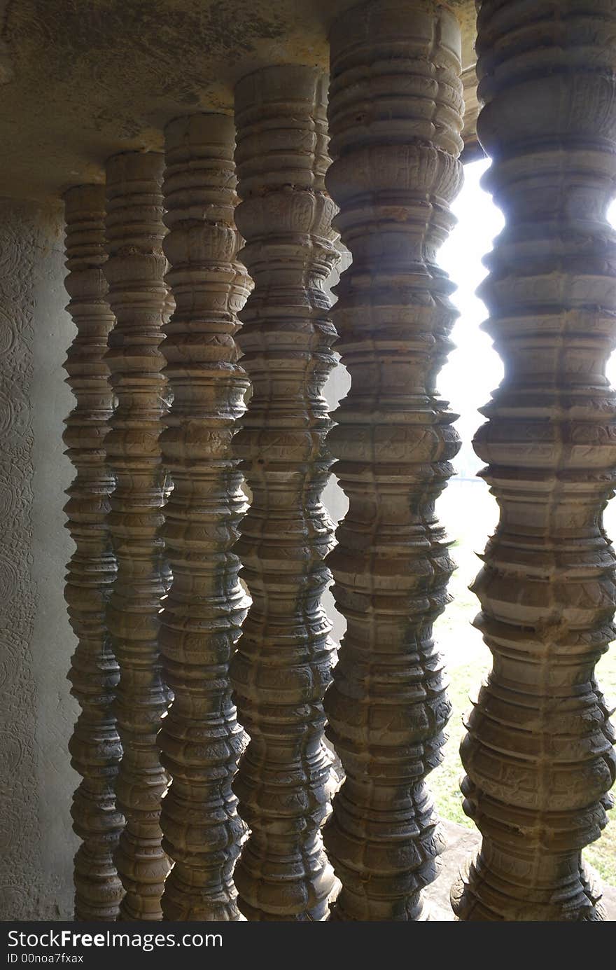 A stone window at Angkor Wat, Seam Reap, Cambodia