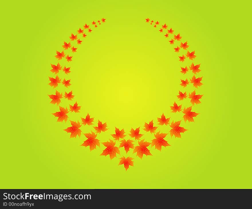 Wreath of red maple leaves. Wreath of red maple leaves