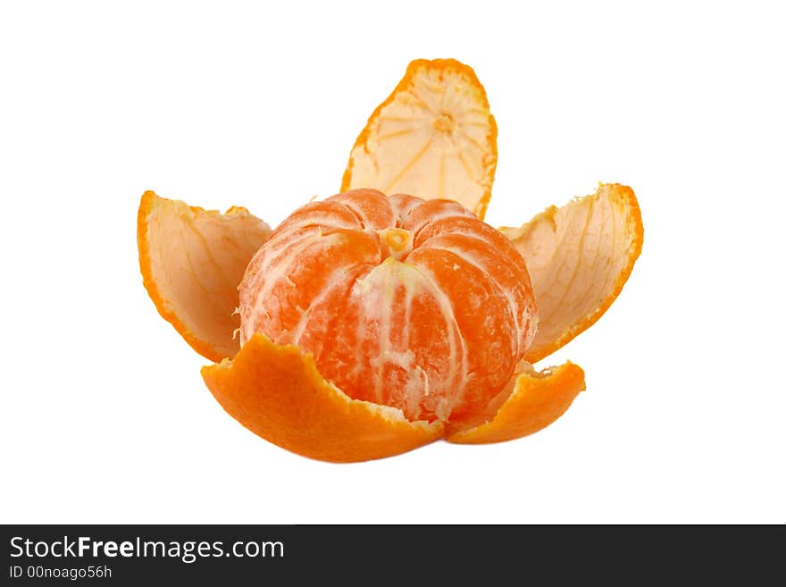 Peeled tangerine isolated over white background. Peeled tangerine isolated over white background