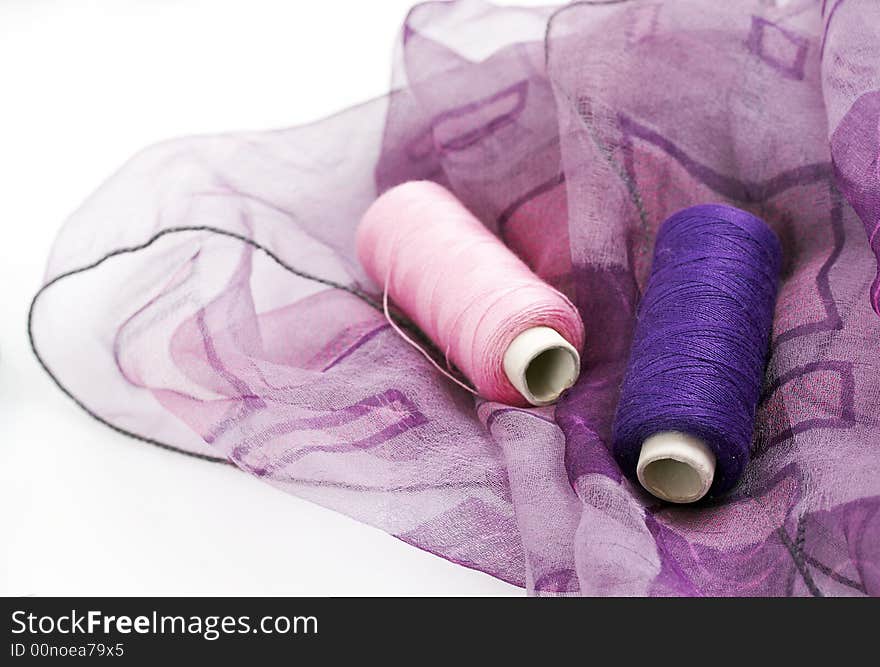 Purple silk and matching threads