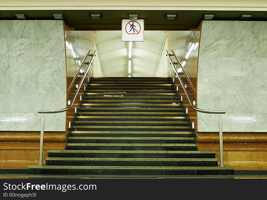 Locked passage for pedestrian with forbiding sign