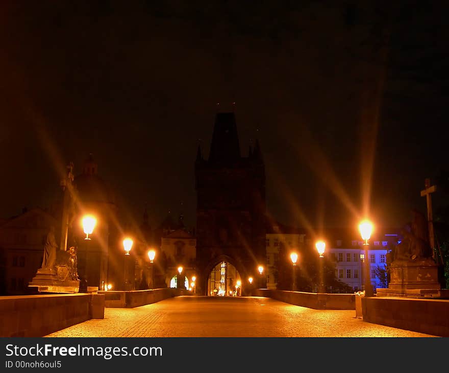 Charles Bridge In Deep Night