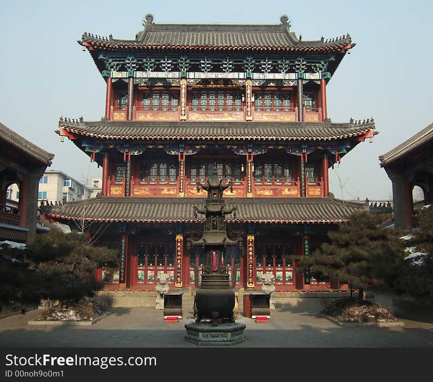 Main hall of a Buddhist temple