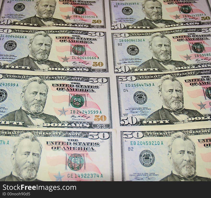 The fifty dollars banknote. background. The fifty dollars banknote. background