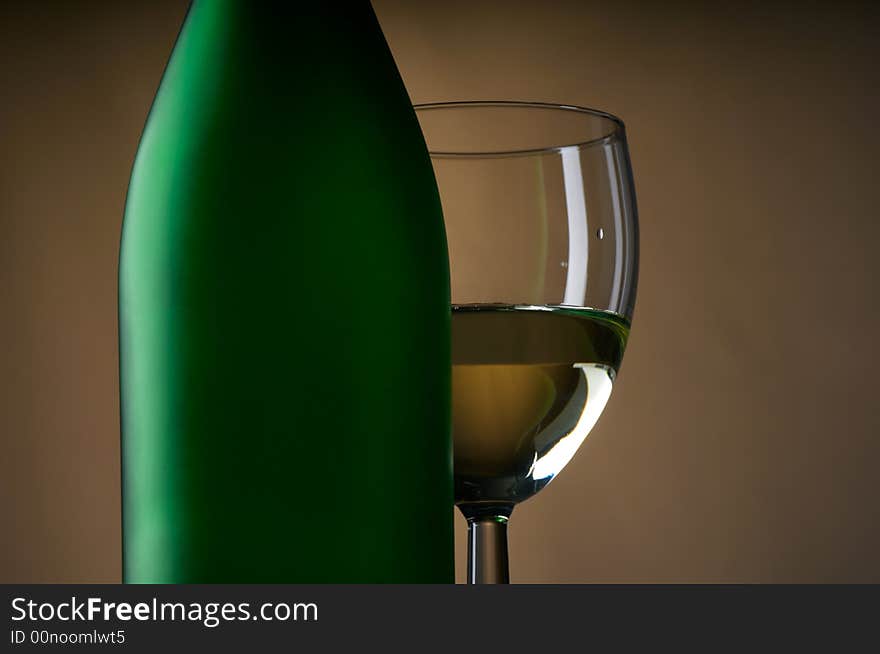 Close up of Wine Bottle and glass